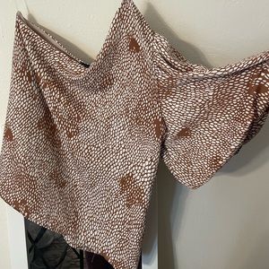 Small brown off the shoulder VICI top